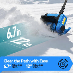 YOFIDRA 12” Cordless Electric Snow Blower – 800W Brushless Motor, Dual 4.0Ah Batteries, 20ft Snow Throw(EU Plug Included)
