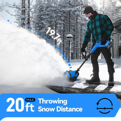 YOFIDRA 12” Cordless Electric Snow Blower – 800W Brushless Motor, Dual 4.0Ah Batteries, 20ft Snow Throw(EU Plug Included)