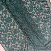 Embroidered Stretch Lace - Dark Green with Detailed Floral Pattern