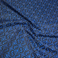French Style Black & Blue Satin Brocade – Shiny Jacquard Embroidered