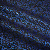 French Style Black & Blue Satin Brocade – Shiny Jacquard Embroidered