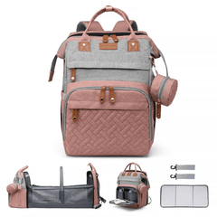 All-in-One Diaper Backpack with Built-in Changing Station & Bassinet