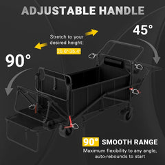 2-in-1 Collapsible Garden Wagon & Beach Chair – 650lbs Heavy Duty Folding Utility Cart with All-Terrain Wheels for Camping, Grocery & Outdoor Use