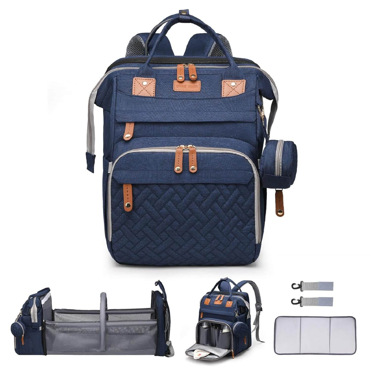 All-in-One Diaper Backpack with Built-in Changing Station & Bassinet