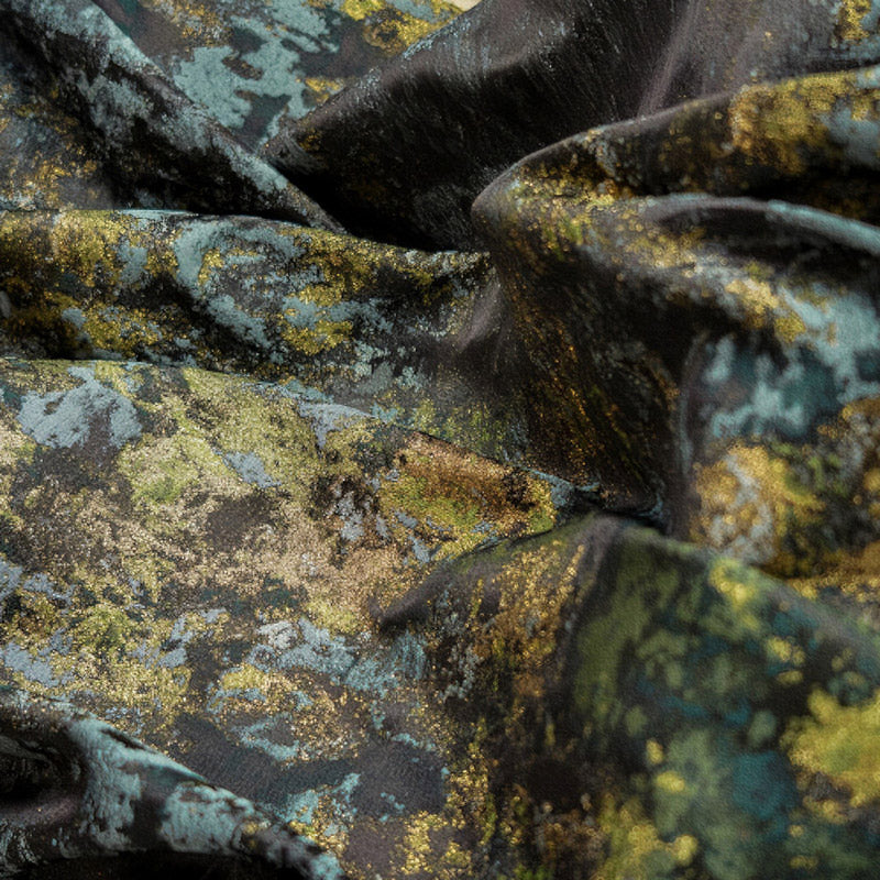 Abstract Metallic Textured Brocade - Green Gold