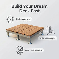 WPC Outdoor Decking Kit™ – DIY Patio Flooring System with Adjustable Aluminum Supports